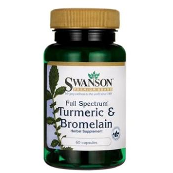 Swanson Turmeric &amp; Bromelain (Kurkuma a Bromelain), 60 kapslí (87614114125)