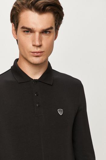 Tričko s dlouhým rukávem EA7 Emporio Armani pánské, černá barva, hladké