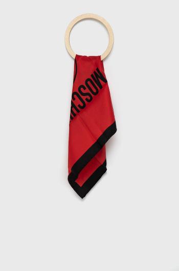 Hedvábný kapesníček Moschino červená barva