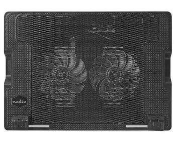NEDIS stojan na notebook/ univerzální/ velikost až 18"/ ventilátor 140 mm/ 2x USB/ plast-kov/ černý, NBCR200BK