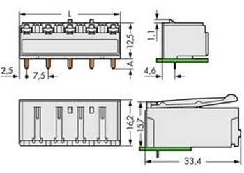 Zásuvkový konektor do DPS WAGO 2092-3322, 17.20 mm, pólů 2, rozteč 7.50 mm, 100 ks