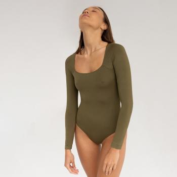 Bamboo Bodysuit with Deep Neckline – S