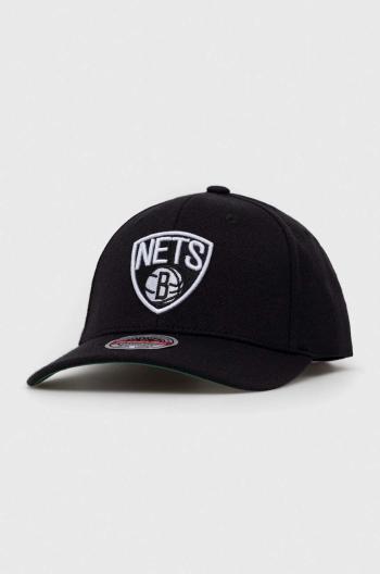 Čepice s vlněnou směsí Mitchell&Ness Brooklyn Nets černá barva, s aplikací