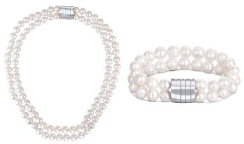 JwL Luxury Pearls Zvýhodněná perlová souprava šperků JL0598 a JL0656 (náramek, náhrdelník)