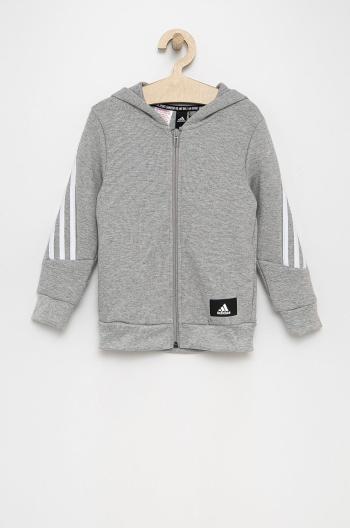 Dětská mikina adidas Performance H44344 šedá barva, melanžová