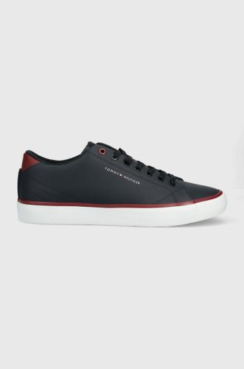 Kožené tenisky Tommy Hilfiger TH HI VULC CORE LOW LEATHER tmavomodrá barva, FM0FM04731