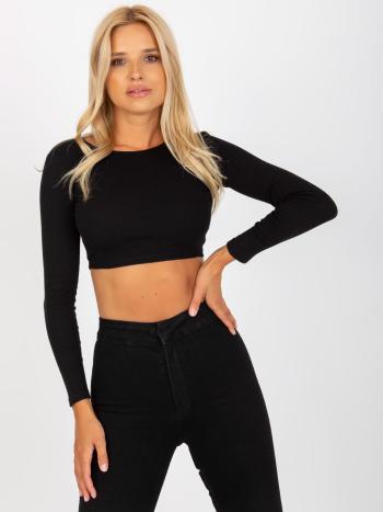 ČERNÝ CROP TOP S HOLÝMI ZÁDY -RV-BZ-8010.82-BLACK Velikost: M