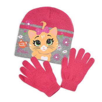 Dívčí čepice + rukavice 44 CATS růžová Velikost: 52 cm