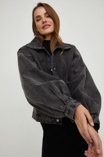 Džínová bunda Answear Lab dámská, šedá barva, přechodná, oversize