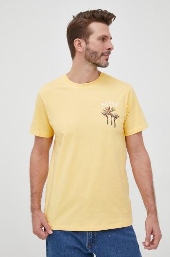 Bavlněné tričko Guess žlutá barva, s aplikací