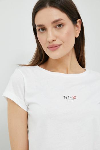 Bavlněné tričko Sisley bílá barva