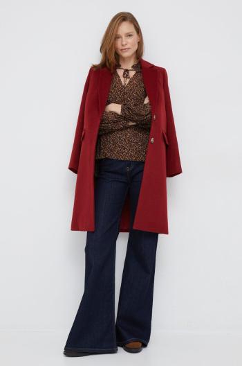 Vlněný kabát Pepe Jeans červená barva, přechodný