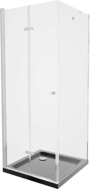 MEXEN/S Lima sprchový kout zalamovací dveře 90 x 90 cm, transparent, chrom + Flat černá vanička se sifonem 856-090-090-01-00-4070