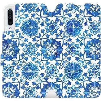 Flipové pouzdro na mobil Samsung Galaxy A50 - ME05P Modré dlaždice s květy (5903226860654)