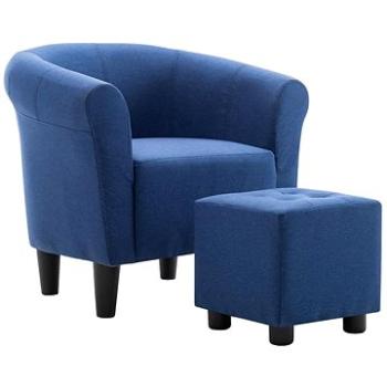2dílná sada křeslo a stolička modrá textil (248036)