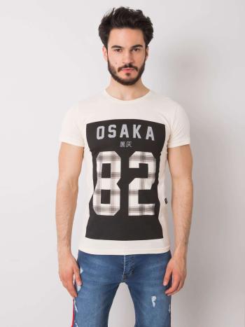 BÉŽOVÉ PÁNSKÉ TRIČKO S POTISKEM 82 MH-TS-2094.20-BEIGE Velikost: S