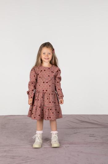 Dětské bavlněné šaty Coccodrillo hnědá barva, mini