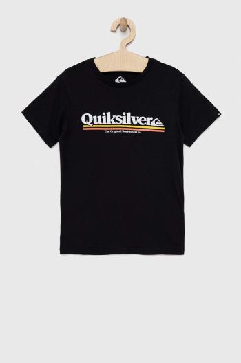 Dětské bavlněné tričko Quiksilver černá barva, s potiskem