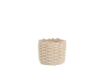 Béžový cementový květináč imitace lana S - Ø  16,5*14,5 cm 1076