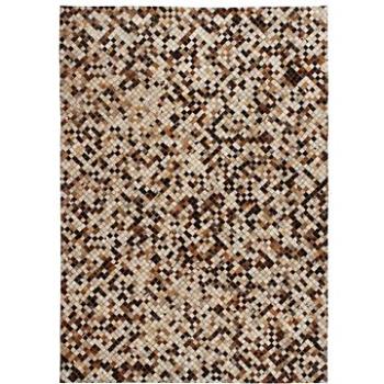Koberec patchwork pravá kůže 80x150 cm čtverce hnědobílý (132596)