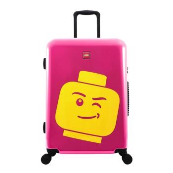 LEGO Skořepinový cestovní kufr ColourBox Minifigure Head 70 l růžový