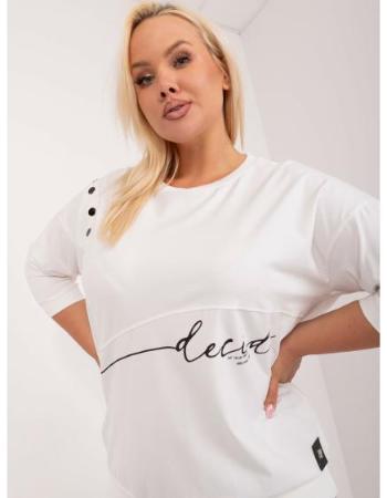 Dámská halenka plus size bavlněná s aplikací ecru