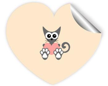 Samolepky srdce - 5 kusů Kočka a srdce