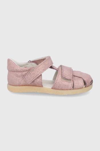 Dětské kožené sandály Mrugała růžová barva