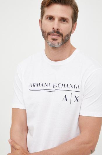 Bavlněné tričko Armani Exchange bílá barva, s potiskem