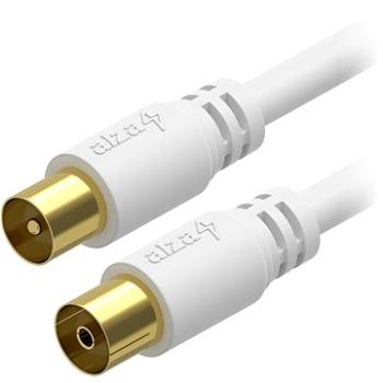 AlzaPower Core Coaxial IEC (M) - IEC (F), pozlacený konektor, 10 m bílý (APW-CBCTVMF10B)