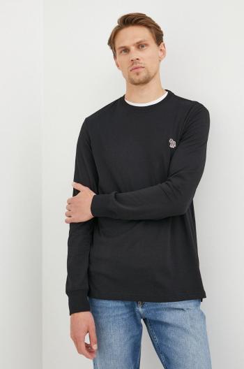 Bavlněné tričko s dlouhým rukávem PS Paul Smith černá barva