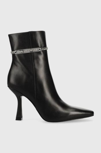 Kožené kotníkové boty Karl Lagerfeld Verona dámské, černá barva, na podpatku