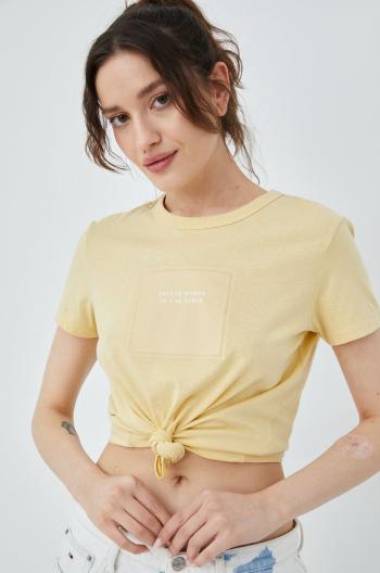 Bavlněné tričko JDY béžová barva