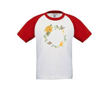 Dětské tričko baseball Květinový rámeček s motýly