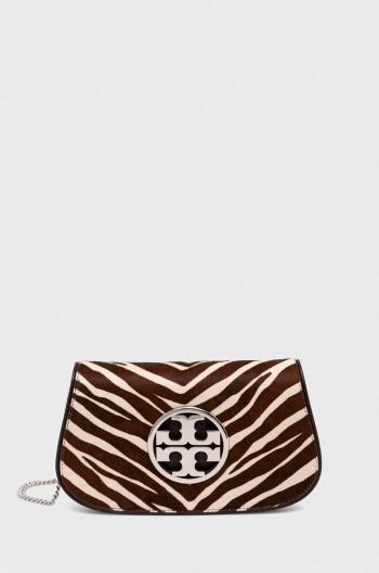 Kožená kabelka Tory Burch hnědá barva