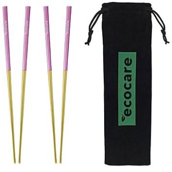 ECOCARE Kovové Sushi Hůlky s Obalem Gold-Pink 4 ks (0750122452002)