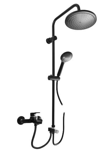 SLEZAK-RAV Vodovodní baterie vanová COLORADO s hlavovou a ruční sprchou, Barva: černá matná/chrom, Rozměr: 100 mm CO154.0/3CMATC