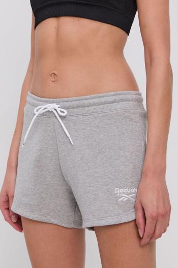 Kraťasy Reebok GR9412 dámské, šedá barva, hladké, medium waist