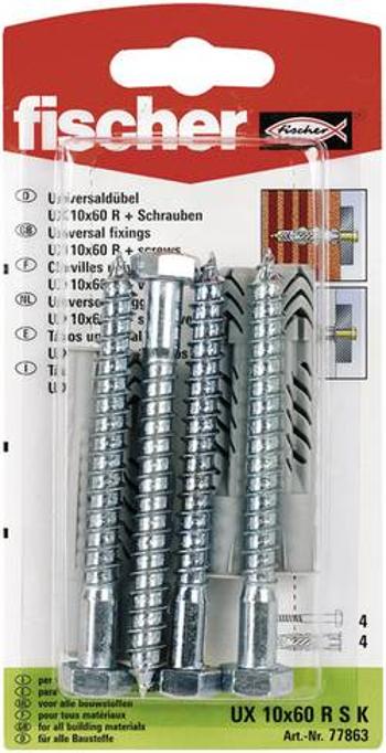 Univerzální hmoždinka Fischer UX 10 x 60 RS K 77863, Vnější délka 60 mm, Vnější Ø 10 mm, 1 sada