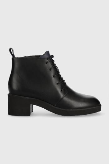 Kožené kotníkové boty Camper Wonder dámské, černá barva, na plochém podpatku