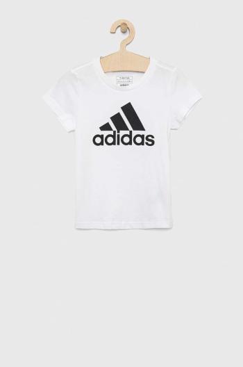 Dětské bavlněné tričko adidas G BL bílá barva
