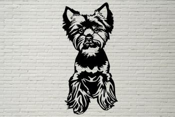 Vsepropejska Jorkšír dřevěná dekorace na zeď Rozměr (cm): 17 x 8, Typ: Jorkšír 7, Dekor: Černá + jméno psa
