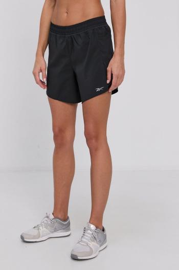 Kraťasy Reebok GS1937 dámské, černá barva, hladké, medium waist