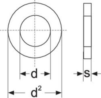 Podložka plochá TOOLCRAFT A3,2 D125-A2 194694, Ø: 3,2 mm/7 mm, ušlechtilá ocel, 100 ks