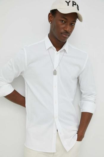 Bavlněné tričko Bruuns Bazaar Pique Norman bílá barva, regular, s klasickým límcem