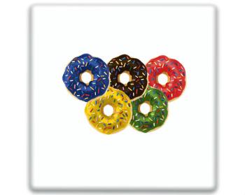 3D samolepky čtverec - 5kusů Donut olympics