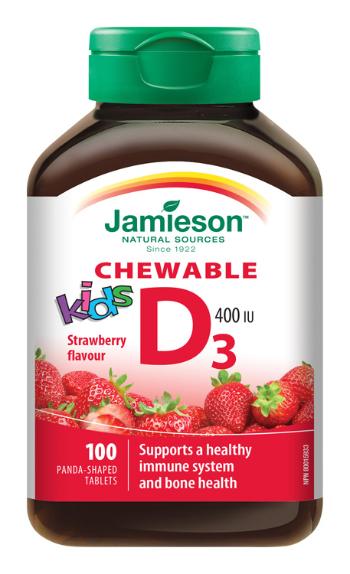 Jamieson Vitamín D3 Kids jahoda 100 cucacích tablet