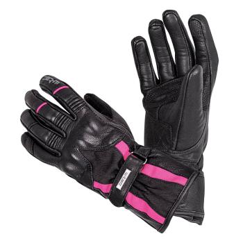 Dámské kožené moto rukavice W-TEC Pocahonta Barva černo-růžová, Velikost XL