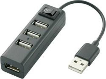 USB 2.0 hub Renkforce Slim, 4 porty, 70 mm, černá