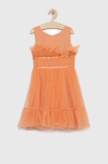 Dívčí šaty Guess oranžová barva, mini